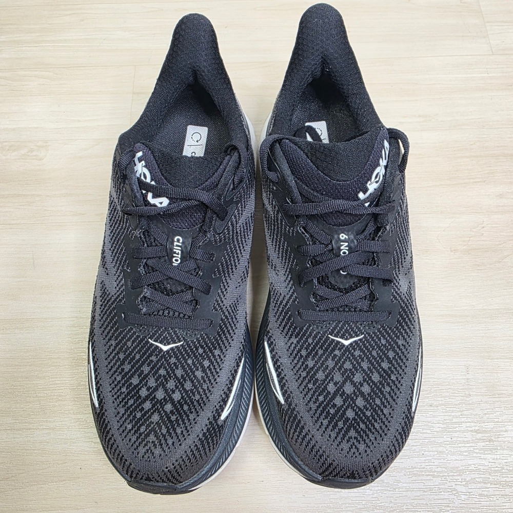 Hoka One One Clifton 9 Womens Running Shoes Black White 1127896-BWHT Size 9 B - Picture 6 of 10